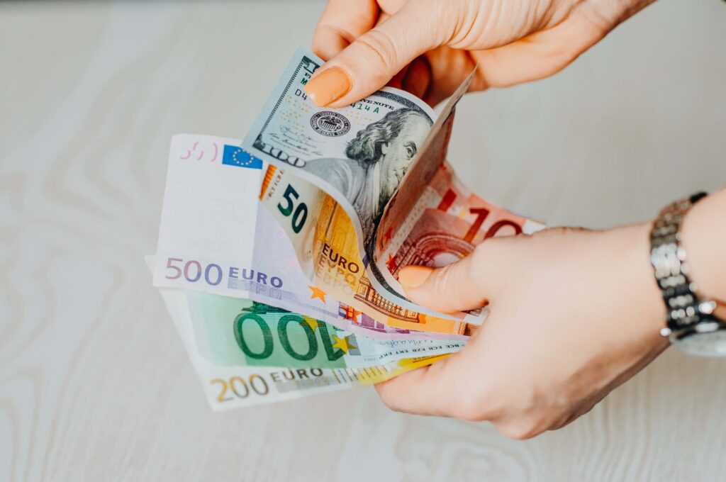 osoba trzymajÄ…ca banknoty euro w dÅ‚oniach - ulgi podatkowe w Holandii